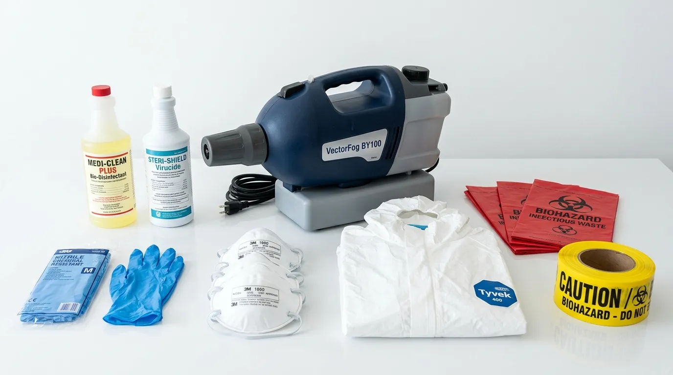 Professional biohazard remediation crew working in Dumfries