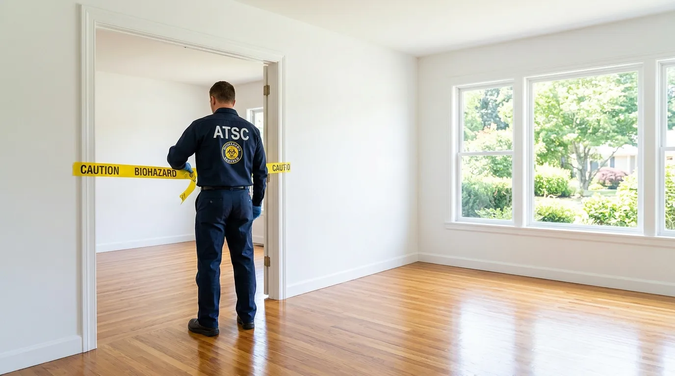 Certified biohazard cleanup crew performing Decomposition Cleanup in Dumfries